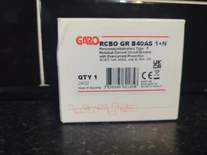 GARO 40 Amp RCBO, 2 Module, 2 Pole, Char B 6kA Type A EV Charger BRAND NEW - Picture 1 of 9