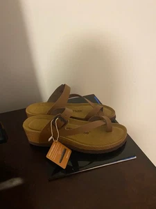 NEU DAMENGRÖSSE 9 PROJECT CLOUD BAILEY KEILABSATZ SANDALEN LEDER KORK BEQUEM HELLBRAUN - Bild 1 von 10