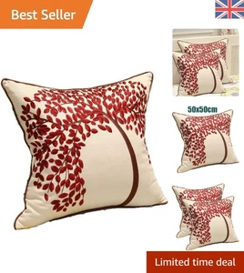 Embroidered Tree of Life Red Cushion Cover 50cm x 50cm - Exquisite Design - Picture 1 of 7