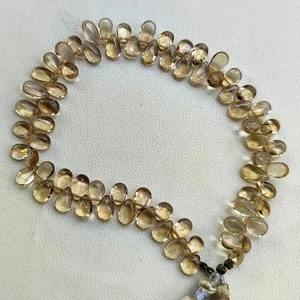 Natural Imperial Quartz Gems 7x5 to 8x6 mm Smooth Pear Shape Beads 9" Strand - Picture 1 of 9