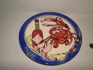 Tika Tabasco Crab Shrimp Crawfish 10 1/2" Dinner Plate - Picture 1 of 8