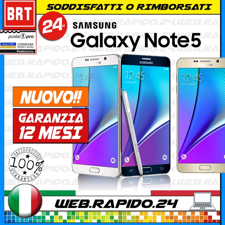 NUOVO_SMARTPHONE SAMSUNG GALAXY NOTE 5 32GB SM-N920V BIANCO SILVER GARANZIA ITA - Immagine 1 di 2