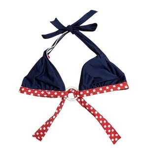 Tommy Hilfiger Retro Pinup Polka Dot Strap Bikini Top Size 10 Red Blue USA NWOT - Picture 1 of 6