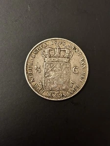 1848 Silver Netherlands 1/2 Gulden Coin Silver #8 - Picture 1 of 2