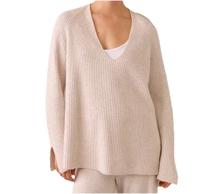 THE WHITE COMPANY V-neck ribbed Sweater With Cashmere Extra Small Marl New - Image 1 of 4