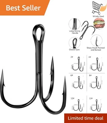 Fishing Hooks High Carbon Steel 10-100Pcs Sharp Treble Hooks Sea Tuna - Image 1 of 4