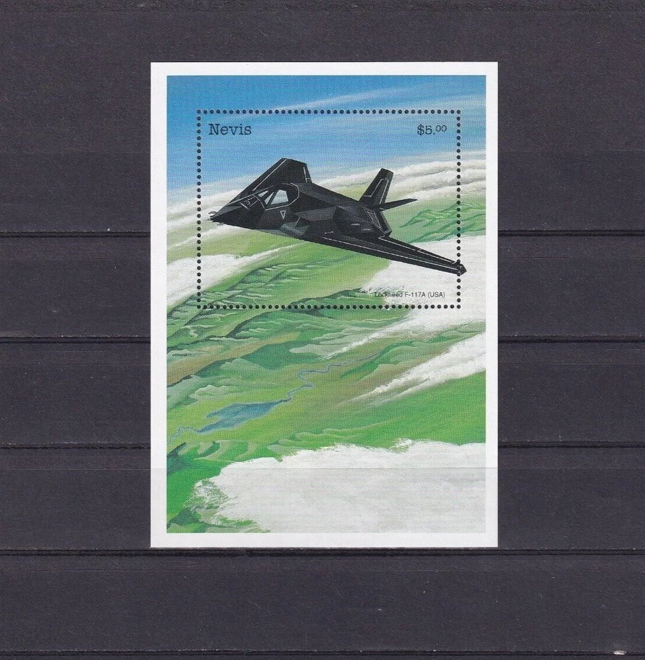 SA11e Nevis 1998  Civil and Military Aircraft mint minisheet - Image 1 of 1