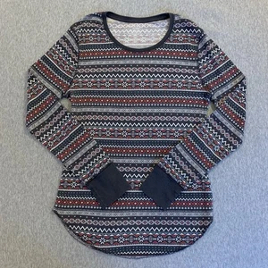 Camicia donna manica lunga termica Old Navy grande blu rosso bianco fantasia stampa - Foto 1 di 5