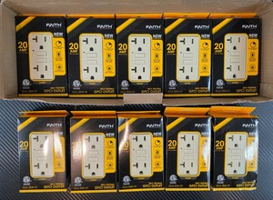 Faith 20A GFCI Outlets 10-Pack Weather And Tamper-Resistant LED Indicator *Read - Picture 1 of 7
