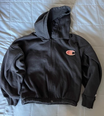 Suéter con Capucha Champion Negro Cremallera Completa Niñas Jóvenes Talla Pequeña 7/8 Foto 1 de 3
