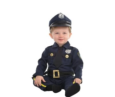 Lindo disfraz de policía recluta oficial de policía niño disfraz de Halloween niño pequeño Foto 1 de 2
