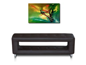 Thin small storage leather bench very durable 100 x 30 cm / 19 kg. Leather brown - Picture 1 of 2