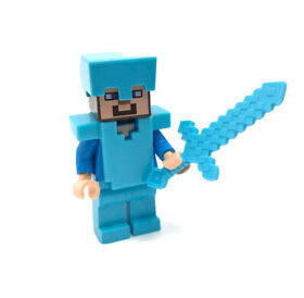 LEGO Steve Diamond Armor & Helmet minifigure 21117 21154 Minecraft mini figure