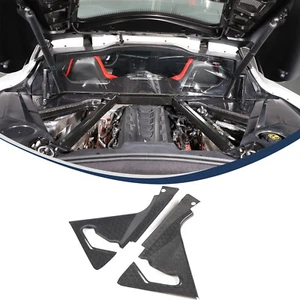 For Corvette C8 2020-24 Honeycomb Carbon Car Front Hood Hydraulic Rod Base Cover - Foto 1 di 12