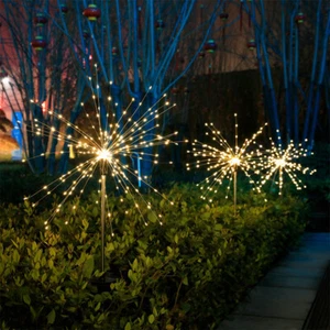 Solar Floor Firework LED Lights Copper Wire Outdoor Waterproof Lawn Garden Decor - Picture 1 of 31