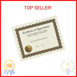 Great Papers! Certificate of Appreciation, Pre-Printed, Gold Foil, Embossed, 8.5 - Picture 1 of 1