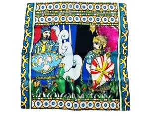 DOLCE & GABBANA Schal blau grün Sizilien Carretto Seide quadratisch Halstuch Bezug Accessoire - Bild 1 von 3