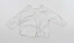 tesco niemowlęcy biały bawełniany kardigan sweter rozmiar 0-3 miesiące guzik