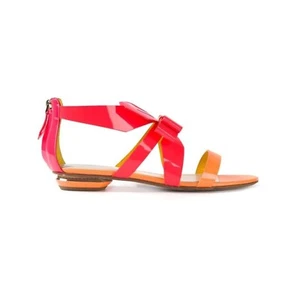 Nicholas Kirkwood Womens Origami Front Bow Flats Neon Pink & Orange EUR42 US11 - Picture 1 of 12