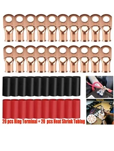 40xTacos De Cobre Puro Calibre 1/0 Awg Terminales De Anillo Conectores Con Calor - Picture 1 of 17