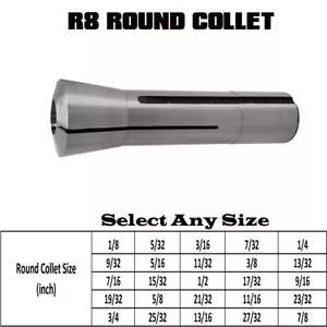 1/8" to 7/8" Precision R8 Round Collet Drawbar Thread 7/16"-20 Hardened Ground  - Picture 1 of 6