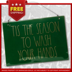 NEW Rae Dunn 12x8.5“ ‘TIS THE SEASON TO WASH YOUR HANDS Ceramic Wall Plaque Sign - Picture 1 of 5
