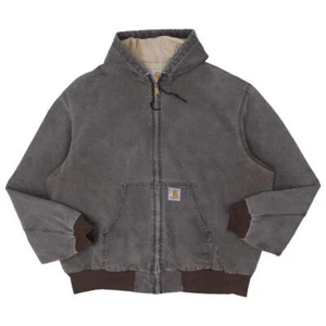 Vintage Carhartt JQ142 Quilted Lined Workwear Hooded Jacket-USA Made Size XXL Di - Picture 1 of 8