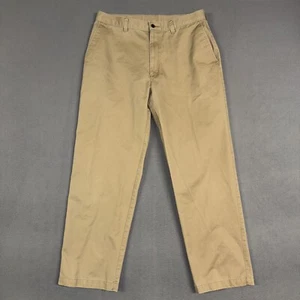 Haggar Pants Mens 36x32 (Fits 35x30) Khaki Brown Classic Fit Flat Front Cotton - Picture 1 of 9