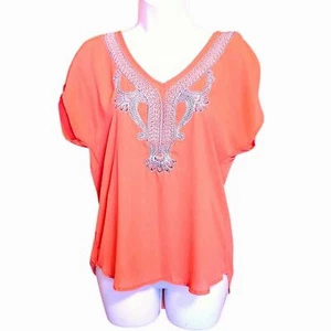 Three Pink Hearts/Trixxi Embellished Blouse - Picture 1 of 4