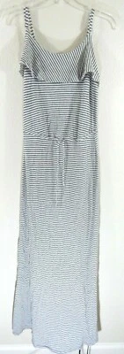 Maxi Vestido Boxer Suave Joie XS Rayas Gris Blanco Cordón Sin Mangas Foto 1 de 3