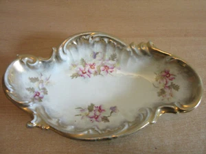 Antique Dresden Germany porcelain floral scalloped dish / bowl 10.75" - Picture 1 of 6