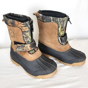 OZARK TRAIL Youth Kids Mossy Oak Camo Print Winter Snow Boots Sz 2 - Picture 1 of 10