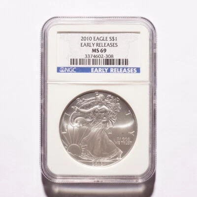 2010 Silver American Eagle Dollar NGC MS69 Early Releases - Image 1 of 2