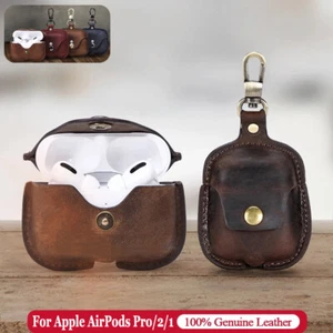 Étui vintage en cuir véritable pour Apple AirPods Pro 2 1 housse de protection Airpod - Photo 1 sur 20