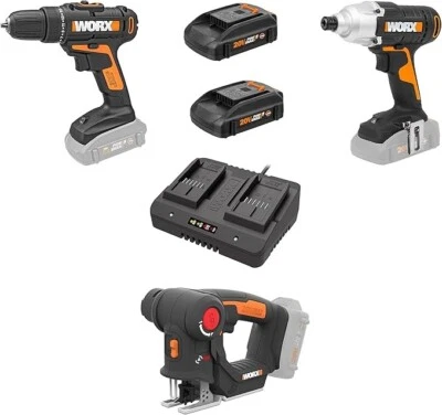 WORX WX911L 20 Volt Combo Power Tool Kit With Power Drill Impact Driver Axis Saw - Image 1 of 3