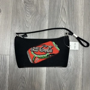 Black Beaded Canvas Coca-Cola Shoulder Bag - Retro Streetwear Accessory - Picture 1 of 4