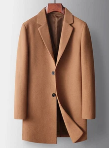 Abrigo de lana de invierno para hombre largo de negocios cachemir cálido rompevientos abrigo informal - Imagen 1 de 18