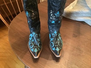 Corral Stiefel Leder Damen C2117 schwarz türkis Cowgirl Westernstiefel 8 1/2M - Bild 1 von 15
