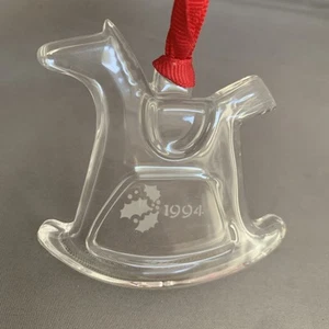Orrefors Sweden 1994 Christmas Rocking Horse Crystal Glass Ornament 2.5” - Picture 1 of 8