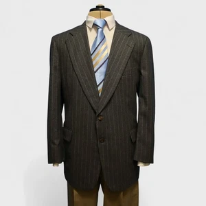 MINT Paul Stuart Sport Coat 45L Charcoal Gray Chalk Line Flannel Wool 2 Button - Picture 1 of 12