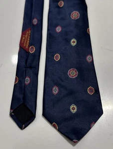 Cravatta collo vintage Giorgio Armani Italia uomo multicolore fantasia floreale seta blu navy - Foto 1 di 6