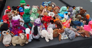 HUGE LOT Of Beanie Babies 62 TAGS attached many animals RARE Ty - Picture 1 of 19