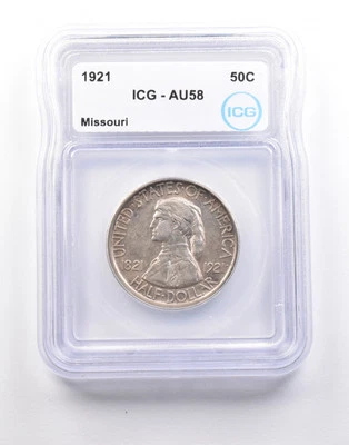 1921 Missouri Commemorative Half Dollar AU58 ICG *5134 - Image 1 of 3
