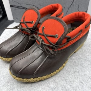 L.L.Bean Boot Rubber Moc Duck Boots Women 8 1/2 M Orange Lace Up Low Top Comfort - Picture 1 of 8