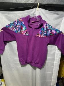 Vintage Penny Lane Quarter Zip 90er bunt lila Größe L - Bild 1 von 8