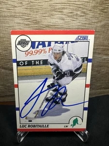 1990-91 Score #150 Luc Robitaille (Kings) In-Person ON-CARD AUTO - Picture 1 of 2