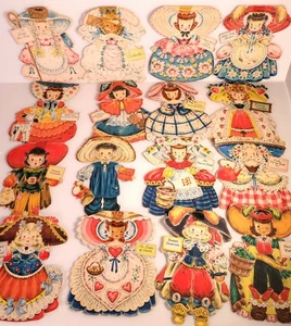 1947 LAND OF MAKE BELIEVE Complete Set Of 16 Hallmark Paper Doll Cards  - Picture 1 of 22