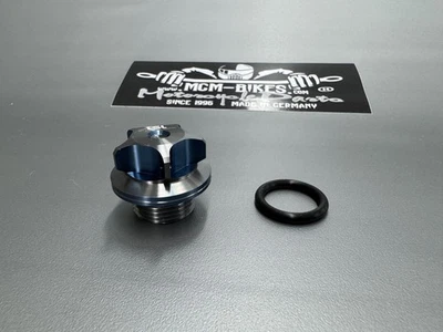 LSL  Öleinfüllschraube Alu M20x1,5mm für Suzuki mit Dichtung in Silber-Blau - Bild 1 von 4