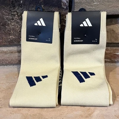 Calcetines deportivos de fútbol Adidas Adisock 23 crema y azul marino altos 2 pares Foto 1 de 4