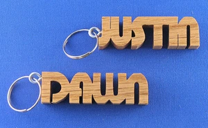Personalized Hand Cut Wooden Key Chain - Picture 1 of 1